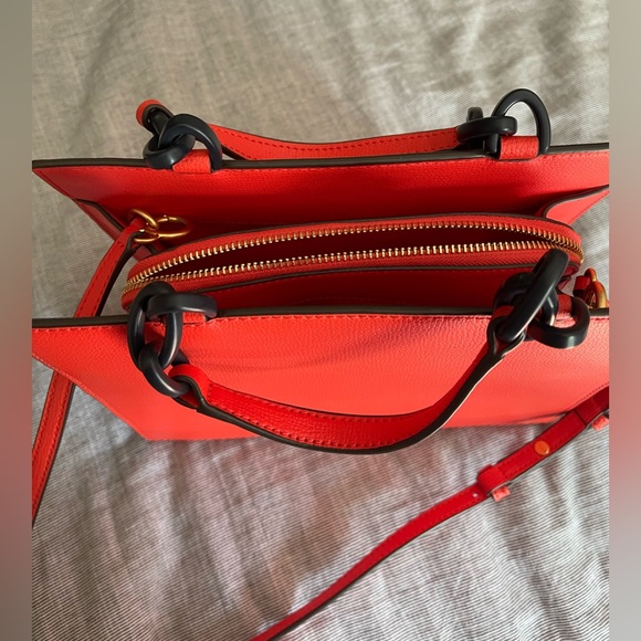 Tory Burch Kira Leather Small Tote Crossbody Bag In Poppy Red - Picture 11 of 14